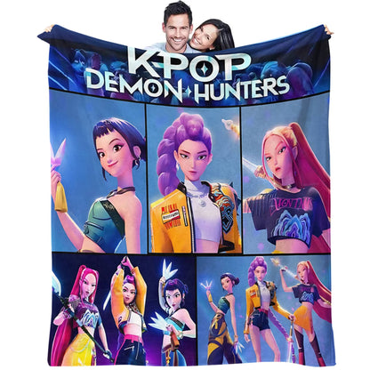 Manta K-Pop Demon Hunter Quente Anime Menina Equipe Manta de Flanela para Sofá Sala de Estar Inverno Quente Presente para Fãs