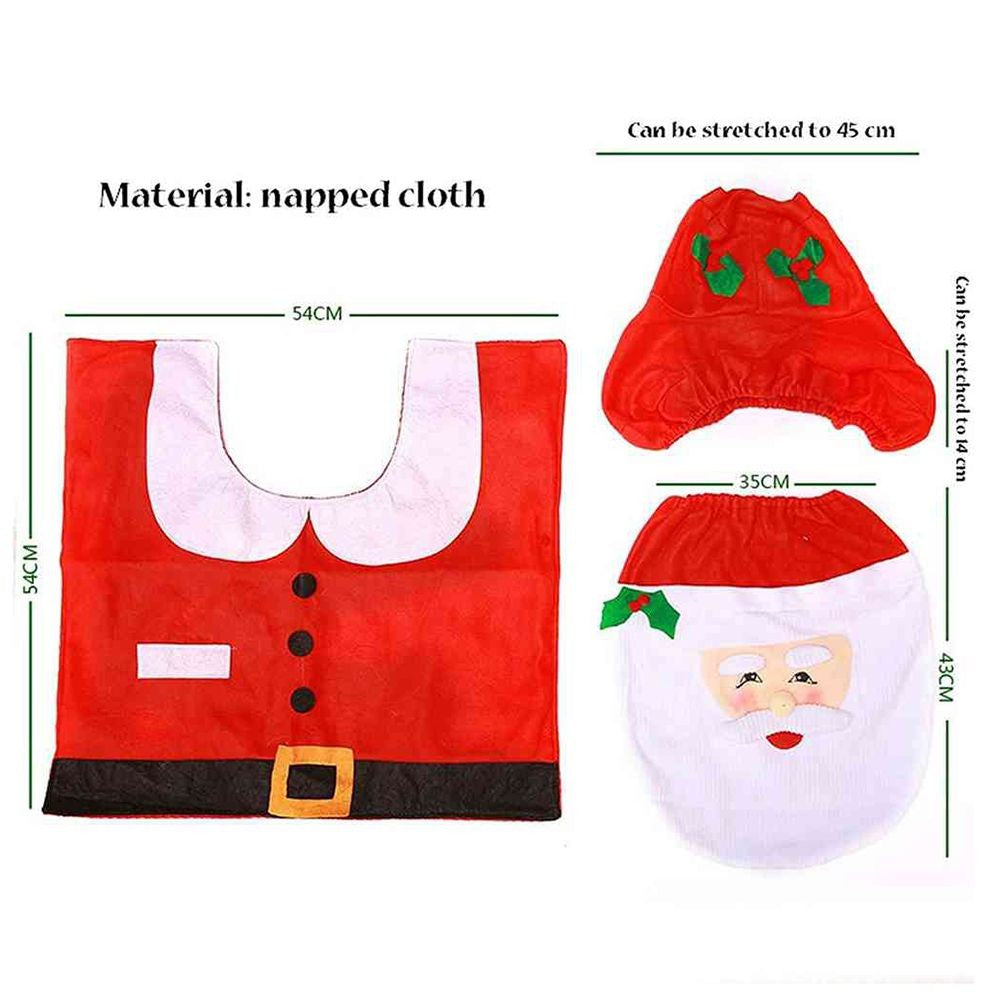 3 peças Tapetes de banho decorativos de Natal Decoração de Natal para banheiro Capa de assento de vaso sanitário de desenho animado Acessórios de banheiro