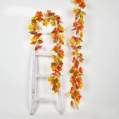 1/2Pcs 175cm Artificial Fall Maple Leaf Garland Fake Plants Autumn Decor Leaves Vine for Thanksgiving Halloween Decoration Gifts