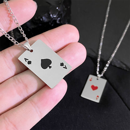 New Stainless Steel Poker Card Ace of Spades Pendant Chain Necklace For Women Men Playing Cards Jewelry Hip Hop Jewelry Gifts