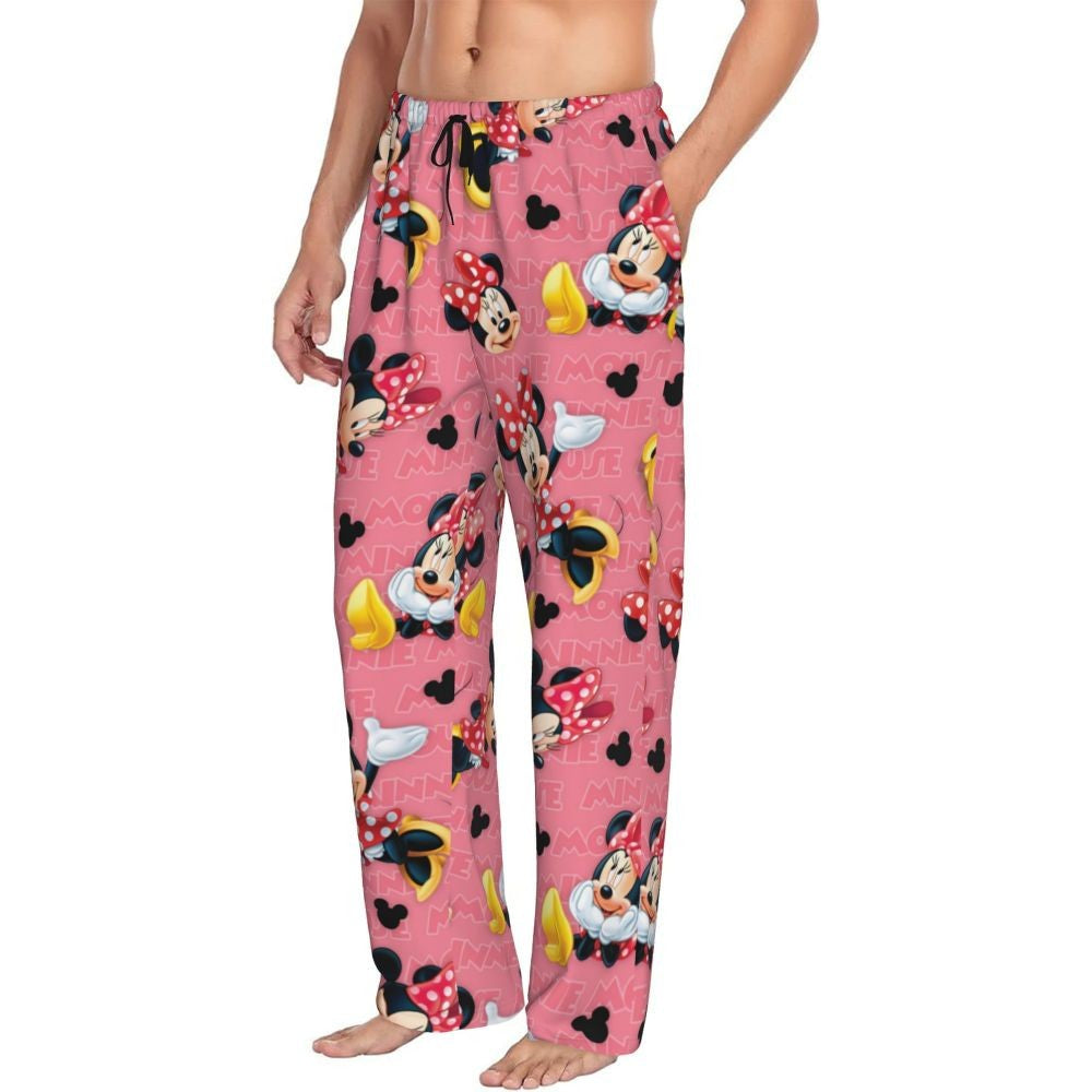 Custom Print Mickey Mouse Donald Duck Pajama Pants Men Sleep Sleepwear Bottoms with Pockets