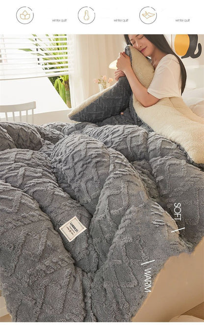 Manta de Cama Grossa de Inverno Quente de Alta Qualidade Cordeiro Artificial Caxemira Cobertores Pesados Edredom de Inverno Mais Grosso e Quente