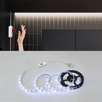 Induction handheld LED light strip 60 lamp beads/meter USB 5V 2835 white light/warm light strip for bedroom home kitchen wardrob