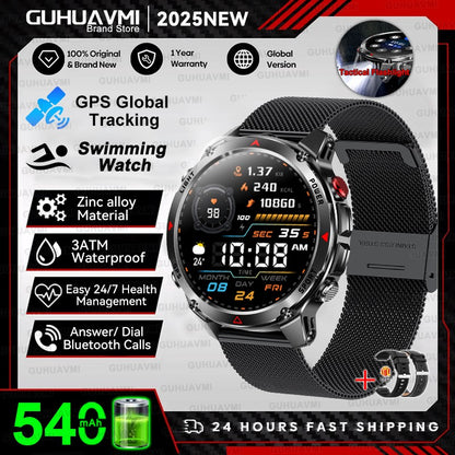 2025 Novo Smartwatch Profissional GPS Esportivo ao Ar Livre Corrida Rastreamento GPS Natação Bússola Altímetro 3ATM Pulseiras Esportivas Masculino