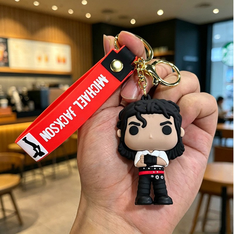 Michael Jackson Keychain Classic Dance King Pendant Key Ring Fashion Singer Key Chain Music Idol Keychain For Home Decoration
