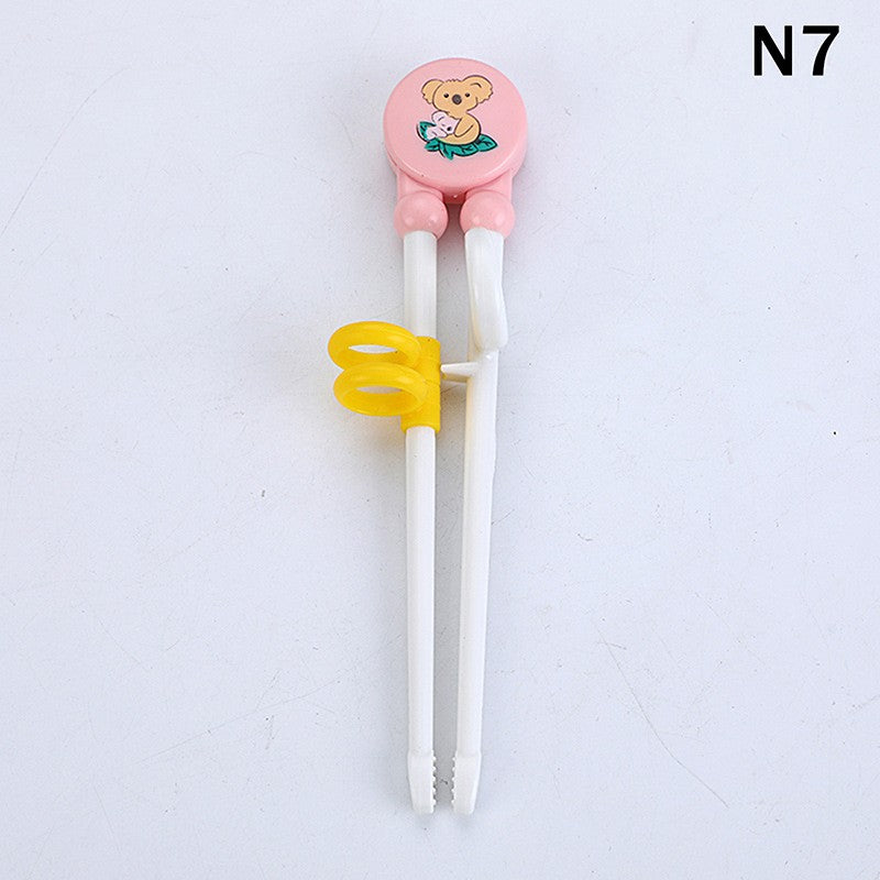 {MX} Cute Cartoon Animal Head Chopsticks For Children Eating Training with Finger Guide Food Grade Plastic Baby Learn Chopsticks