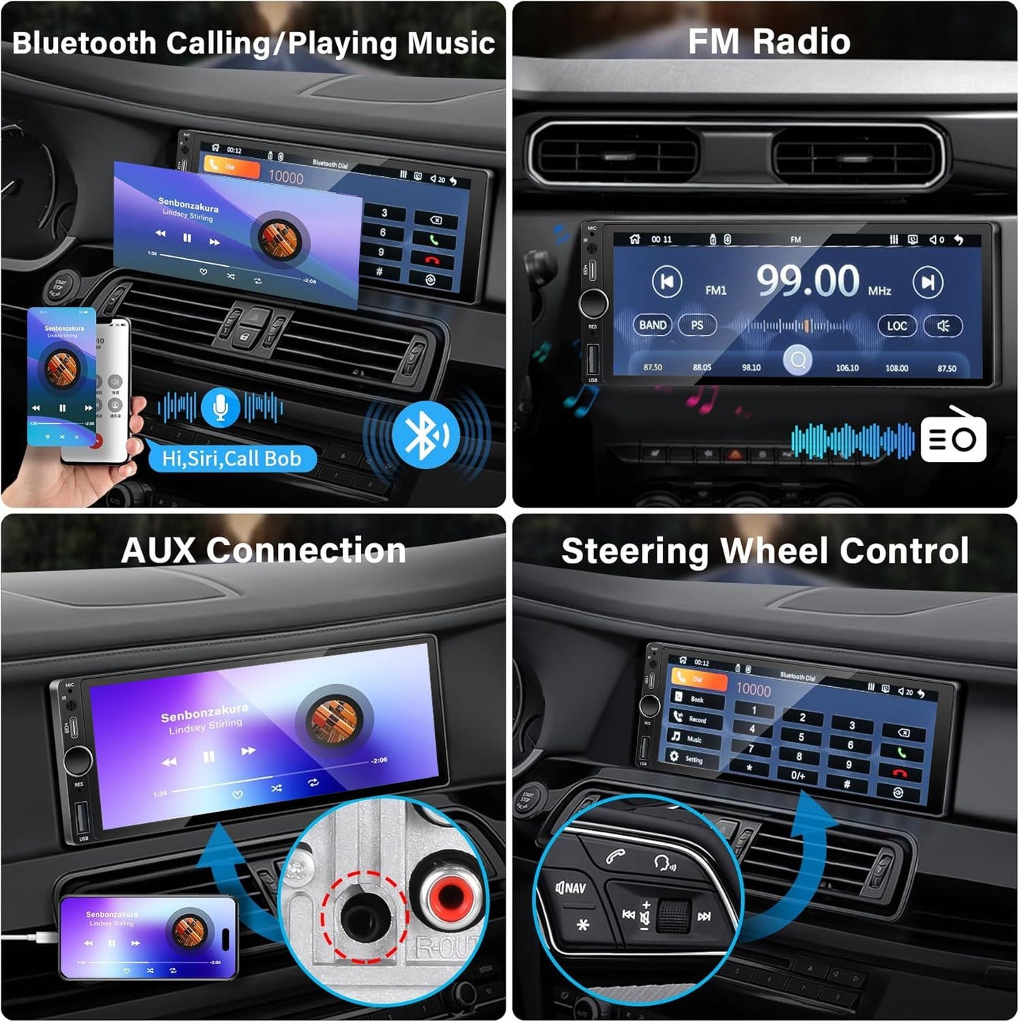 LEHX 1din 6.9 IPS Touch Screen Carplay Android Auto Mirror Link Car Radio Multimedia 1 din Car Stereo MP3 MP5 Player FM Headunit