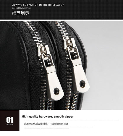 Pasta de Couro Genuíno de Luxo para Homens, Bolsa de Couro para Negócios, Bolsa para Laptop de 15,6", Pasta de Escritório Masculina, Porta-Documentos, Bolsa de Ombro