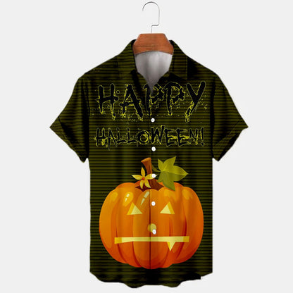 2024 New Halloween Collection Disney Branded Stitch And Mickey Anime 3D Printed Men's Lapel Short Sleeve Slim Fit Hawaiian Shirt