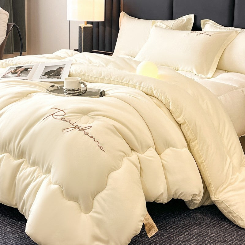 Edredom Acolchoado de Alta Qualidade para Outono/Inverno, Queen Size, Macio, Fofo, Enchimento de Edredom, Letra Bordada, Acolchoado Grosso e Quente para Cama