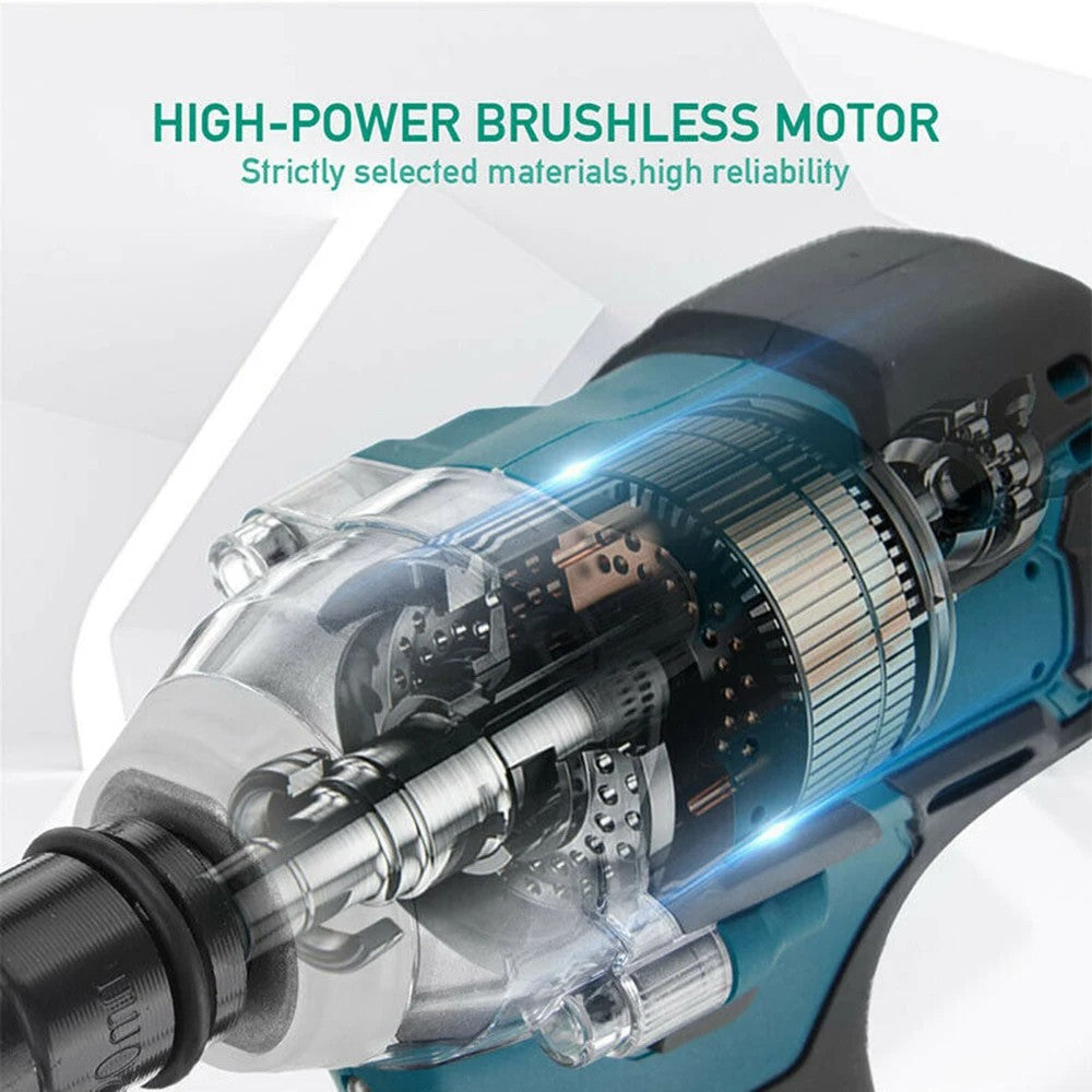Chave de Impacto Elétrica Sem Fio Sem Escovas 520NM de 1/2 polegada, Ferramentas Elétricas Compatíveis com Bateria de 18V, Chave com Conjunto de Caixa de Ferramentas