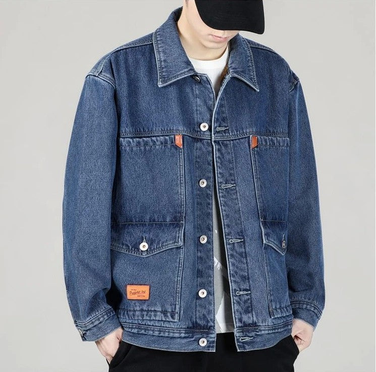 Jeans Coat for Men Padded Wool Denim Jackets Man with Sheep Wide Sleeves Black Warm Padding Original Cowboy New in Big Size G L