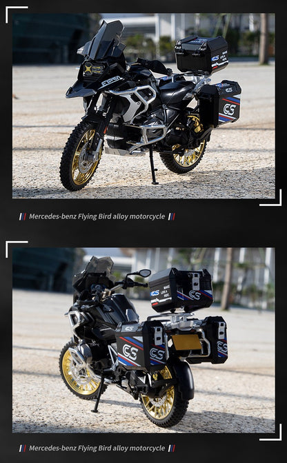 1:10 R1250GS Adventure Moto de Liga Leve Die Cast Modelo de Veículo Coleção Som e Luz Off Road Motocicleta Brinquedos Carro