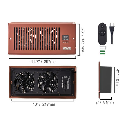 SucceBuy Booster Fan 4x12in Duct Fan 100CFM 10 Adjustable Speeds with LCD Smart Controller for Wall and Floor