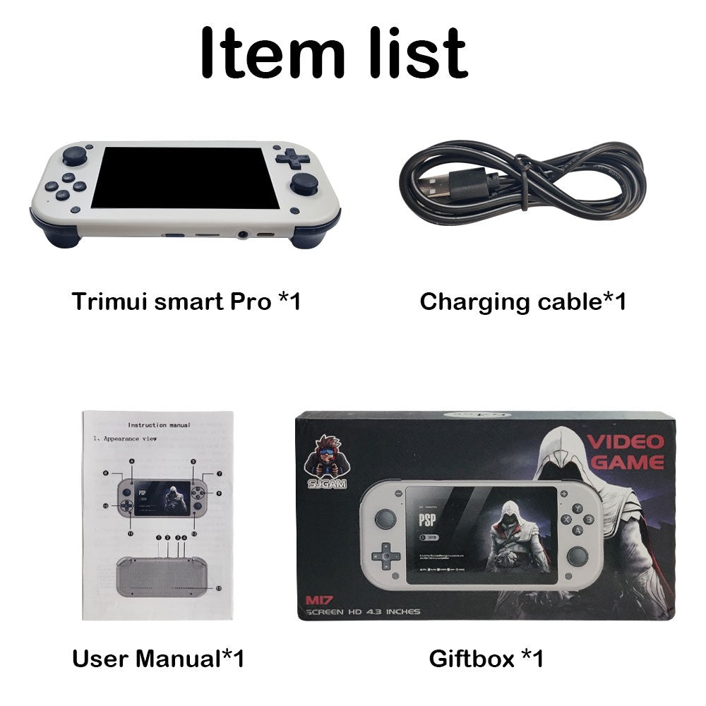 For Trimui M17 Smart Pro Handheld Game Console 4.96''IPS Screen Linux System Joystick RGB Lighting Retro Video Game Player Gift