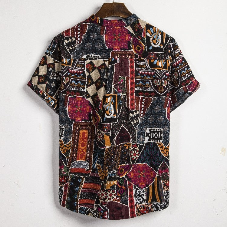 2024 new Hawaiian Cotton High Quality Shirts Men's Oversize Shirt Man Tiki Fashion Clothing Blouses Luxury Social T-shirts