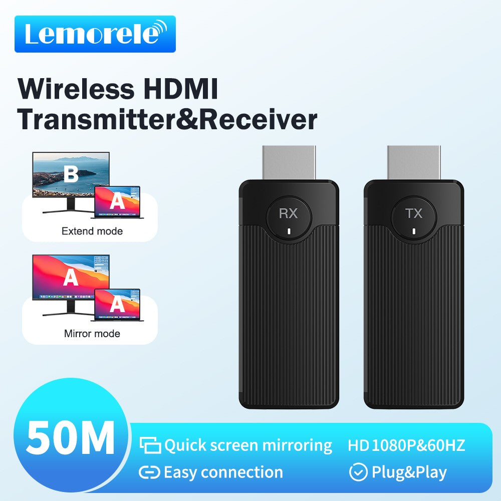 Kit Extensor de Transmissor e Receptor de Vídeo HDMI Sem Fio Lemorele Q50 Adaptador Dongle para TV Monitor Projetor Switch PC