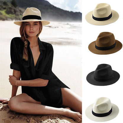 Extra Large Panama Straw Hat Summer Wide Brim UV Protection Adjustable Beach Sun Hat for Women Men Travel