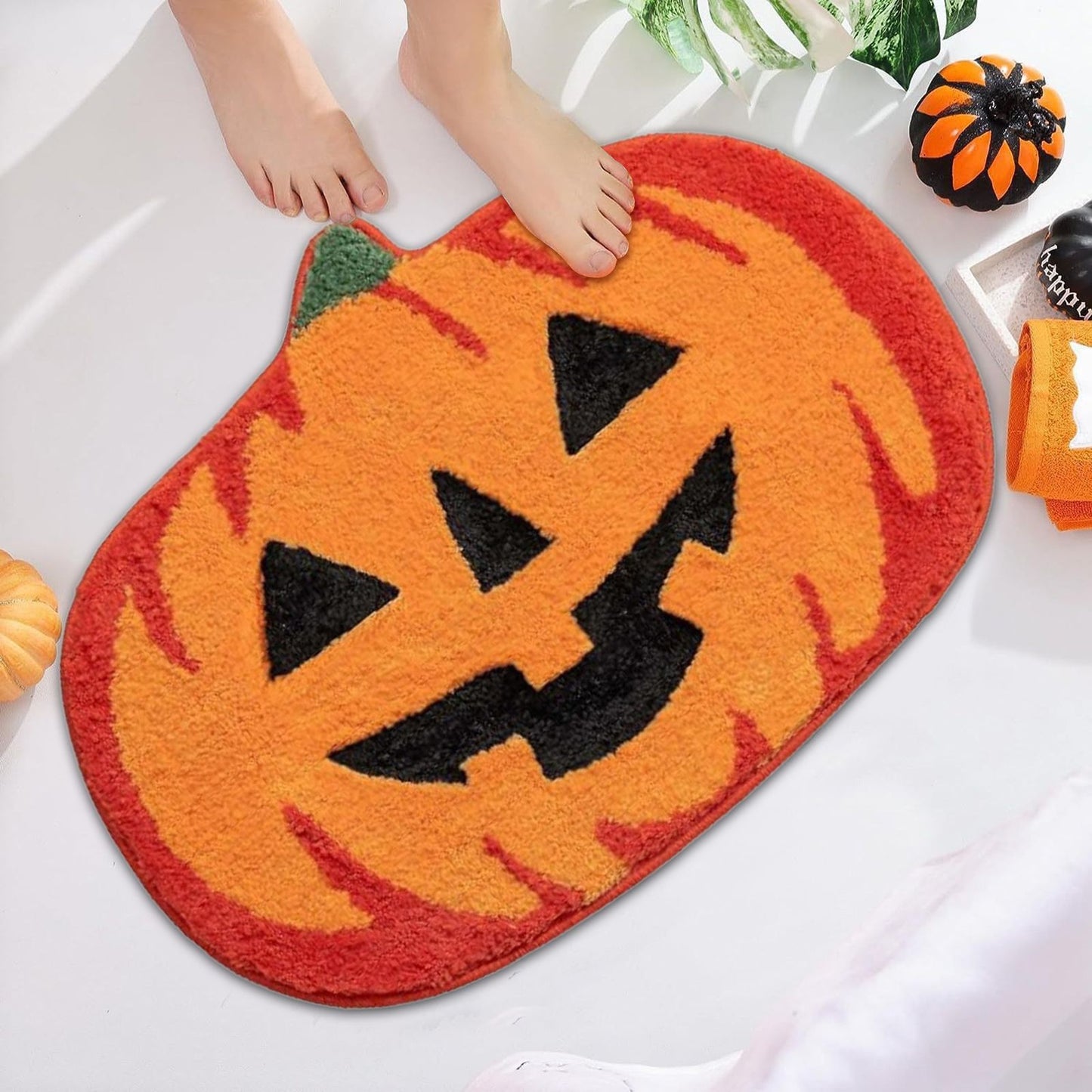 Halloween Shaped Imitation Cashmere Floor Mats Absorbent Bathroom Horror Entrance Door Mat Home Decoration
