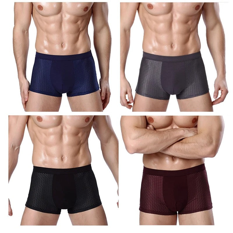 L-8XL Plus Banboo Fiber Men Underwear Male boxer Solid Panties Shorts Men's  Underpants Breathable Intimate Man boxers 4pcs