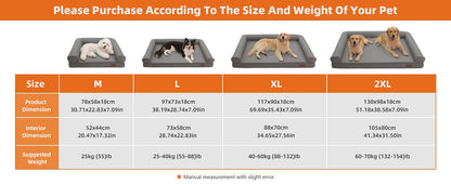 Cama Ortopédica para Cães M-XXL Almofadada em Couro de Microfibra Sofá para Cães de Estimação Impermeável Cama Calmante com Capa Removível Fácil de Limpar