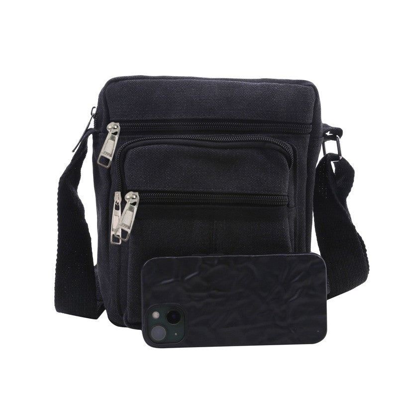 Multifunctional Men's Shoulder Bag Flap Solid Color Casual Messenger Canvas Travel Male Crossbody Bags