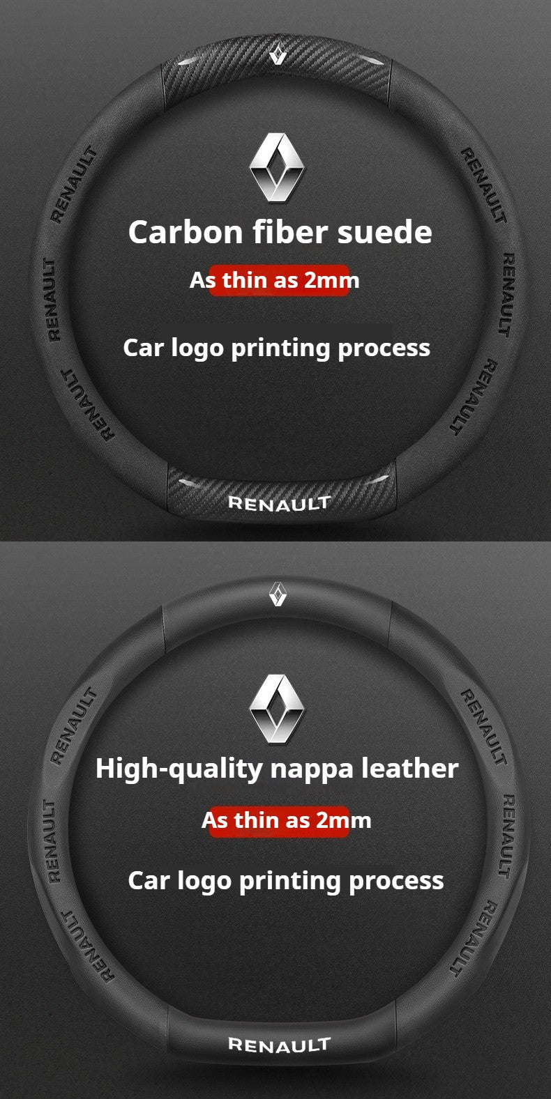 Capa de Volante de Carro em Fibra de Carbono para Renault Scenic Clio Laguna 2 3 4 5 Kangoo Fluence Megane Trafic Talisman Twingo Kaptur
