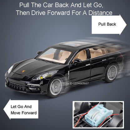 1:24 Scale Panamera Miniature Car Model Toys Alloy Diecast with 6 Doors Opened Pull Back Toy Vehicles for Kids Birthday Gift