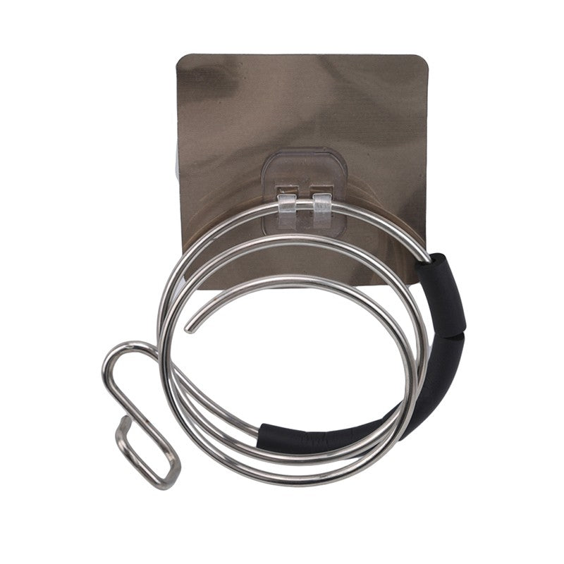 Suporte de Secador de Cabelo Organizador Soprador Adesivo Montado na Parede Sem Pregos Sem Furos Aço Inoxidável Espiral Suporte Armazenamento Para Banheiro