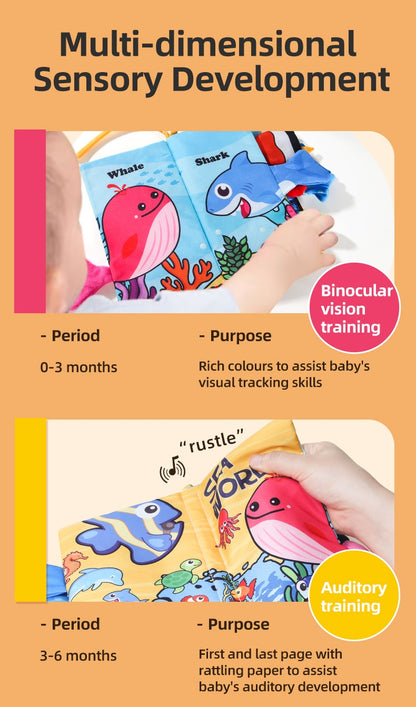 Baby Cloth Book Baby Toys 0-3 Year Old Infant Early Education Toys 6 Pages Cloth Book