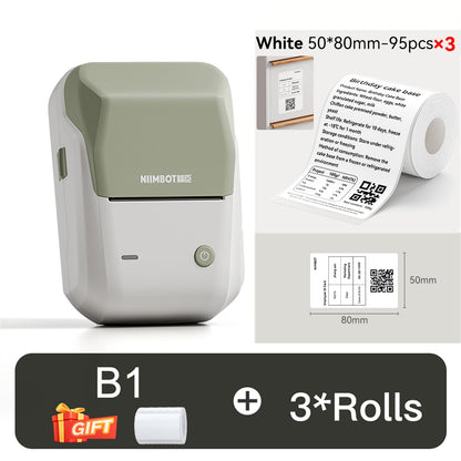 NIIMBOT B1 Portable Thermal Printer With Tapes 2 Inch Adhesive Label Printer Mini Bluetooth Sticker Maker Support Smartphones PC
