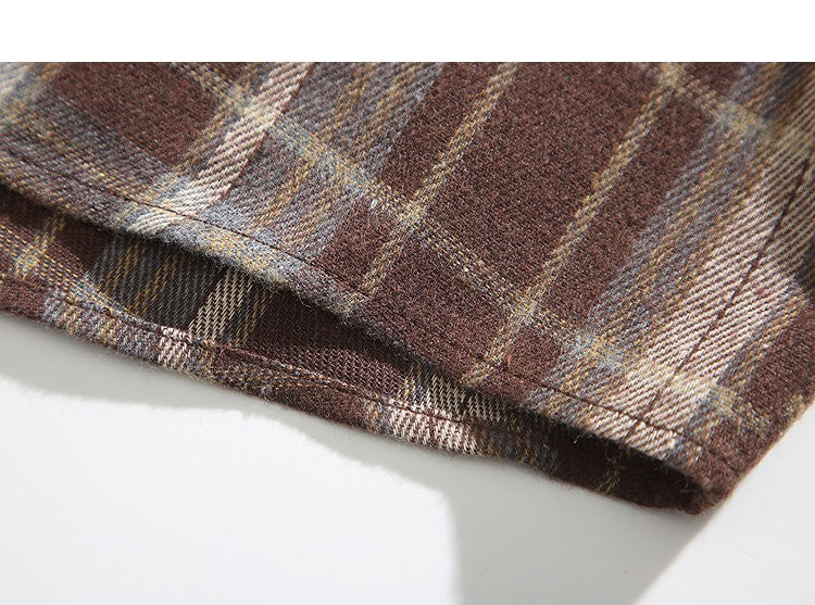 2025 Mens Cotton Plaid Style Cargo Shirts Casual Dress Short Sleeve Work Streetwear Blouses M-5XL