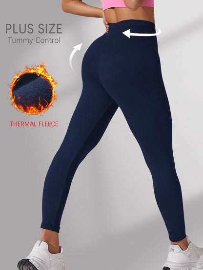 Plus Size Super Soft Fleece Lined Leggings Women, Workout Yoga Running Thermal Warm Pants For cold winter Running