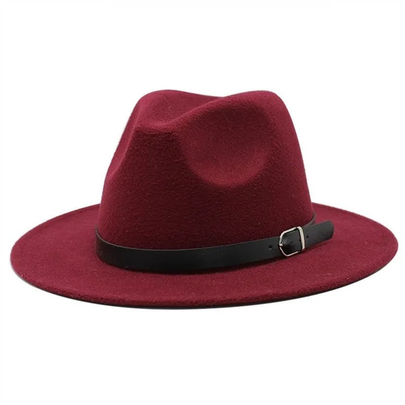 Men's fedora hat Men's and women's universal solid color fedora hat Women's 21 color wide brim jazz hat Autumn and winter Britis