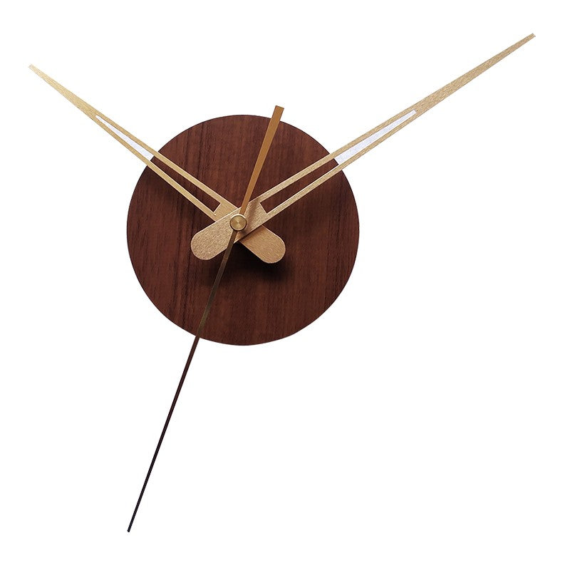 Wooden Round Plastic Cover With Sweep Movement Gold Long Hands DIY Wall Clock