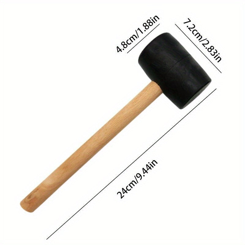 Martelo de Borracha Multiuso Martelo de Borracha para Instalação de Ladrilhos Martelo de Borracha com Cabo de Fibra de Vidro de Madeira Maciça