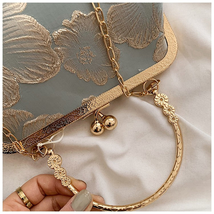 Chinese Style Embroidered Shoulder Bag Elegant Handbag Retro Small Square Bag Wedding Party Luxury Designer Women Evening Clutch