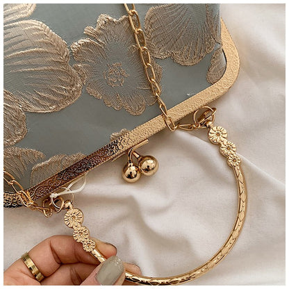 Chinese Style Embroidered Shoulder Bag Elegant Handbag Retro Small Square Bag Wedding Party Luxury Designer Women Evening Clutch