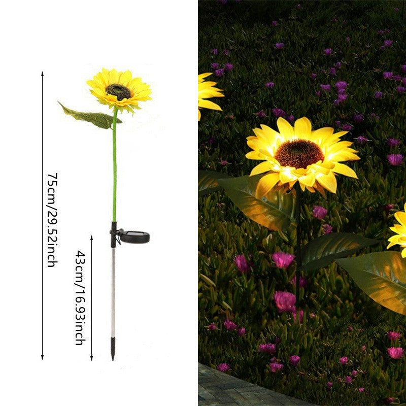 LED Solar Sunflowers Rose Flower Light Home Decorative Flower Lights Garden Decoration Lawn Lamp Waterproof Landscape Rose Light