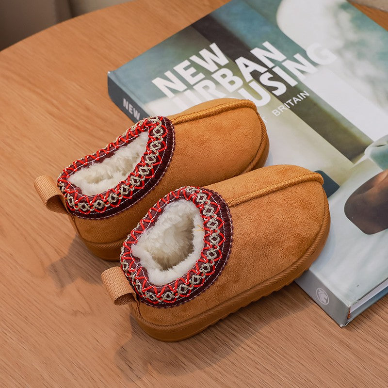 New Fashion Children's Ankle Boots Soft Winter 2025 Causal Girls Cotton Shoes Solid Color Kids School Plush Boots Warm Versatile