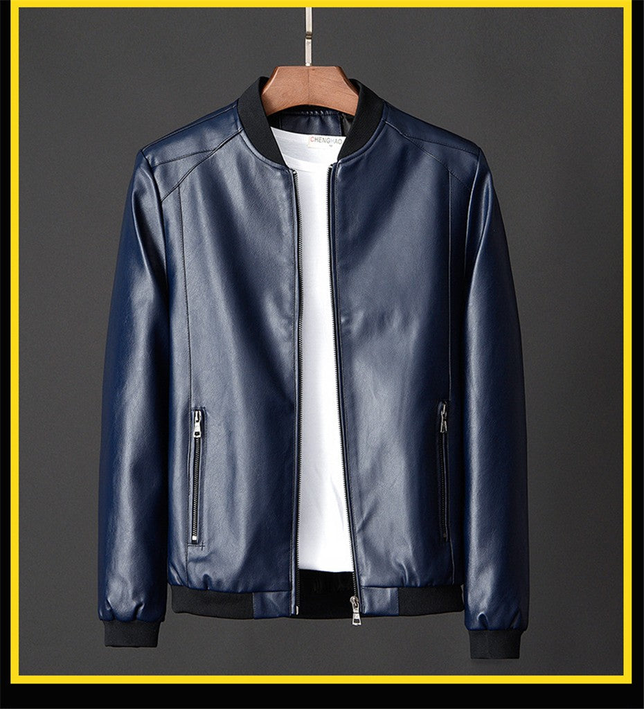 Men's Leather Jacket Bomber Motorcycle Jacket Men Fashion Causal Solid Moto Biker PU Baseball Leather Outerwear Plus Size 7Xl