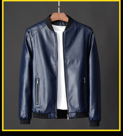 Men's Leather Jacket Bomber Motorcycle Jacket Men Fashion Causal Solid Moto Biker PU Baseball Leather Outerwear Plus Size 7Xl