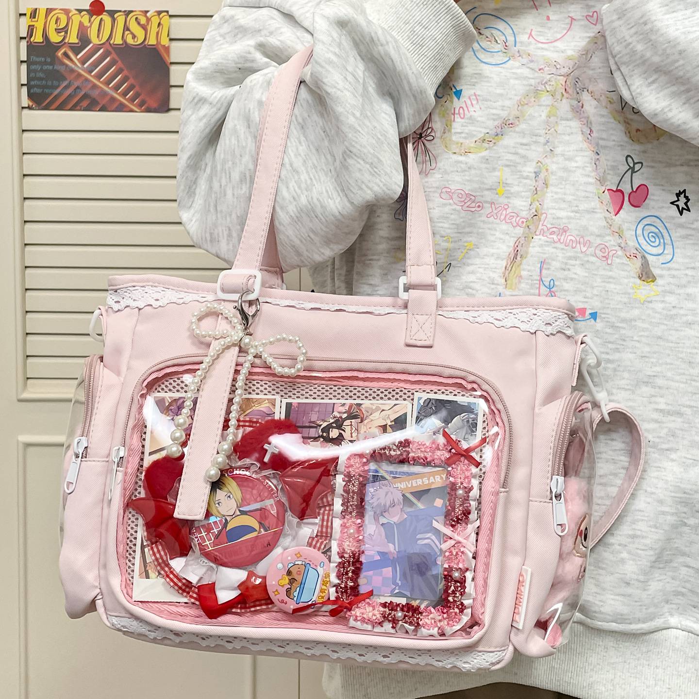 New Japanese Style Transparent Crossbody Bag Cute Candy Color Commuting Shoulder Bag for Girls Simple and Casual Texture Ita Bag