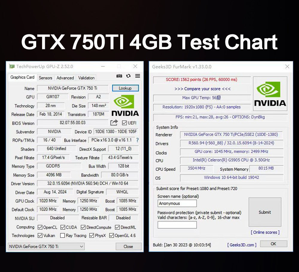 MLLSE NVIDIA GTX 750 Ti 4GB Graphics Card for Gaming Computer GDDR5 Video Card VGA DVI Video Output Brazil