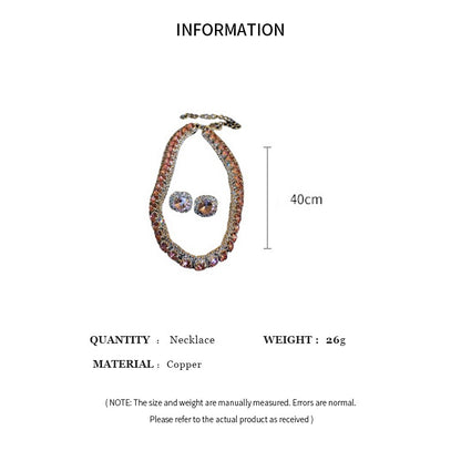 Conjunto de Joias Femininas com Colar de Luxo Verde Strass Brincos de Cristal Gargantilha Colares para Casamentos e Banquetes