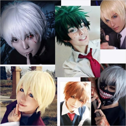 Short Roleplay Wig Fluffy Straight Synthetic Fiber Anime Wig Unisex Halloween Comic Convention Party Costume Wig