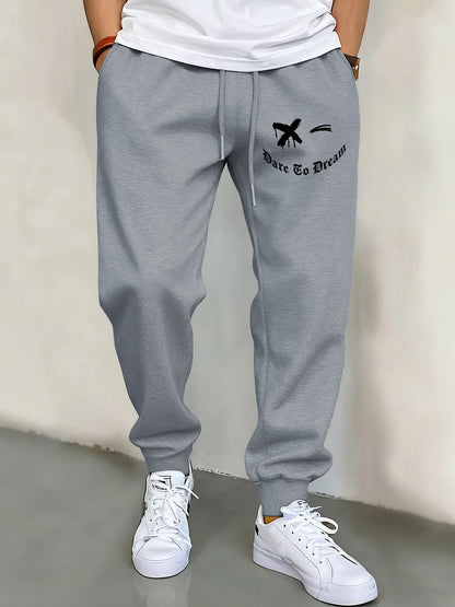 We Will Dare To Dream Design Men'S Elastic Waist Pants Jogger Fleece Drawstring Long Pant Fashion Casual Male Sports Sweatpants