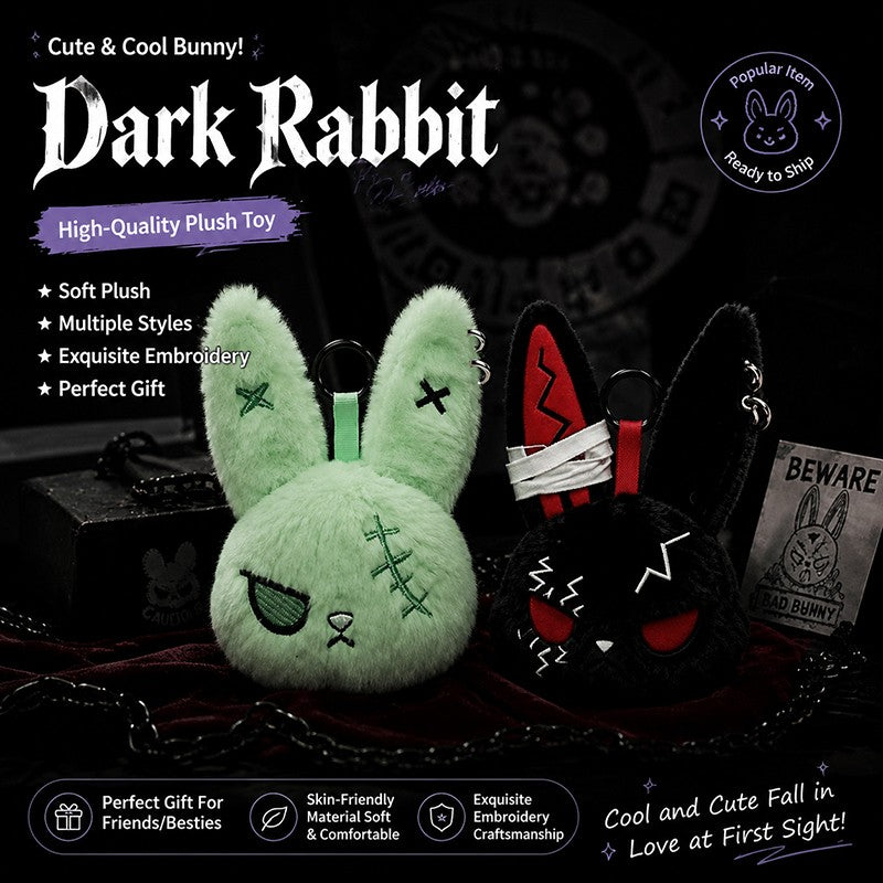 Gothic Bunny Plush Keychain Rabbit Bag Charm Bandage Rabbit Pendant Dark Horror Bunny Doll Keyring Bag Charm Halloween Gifts