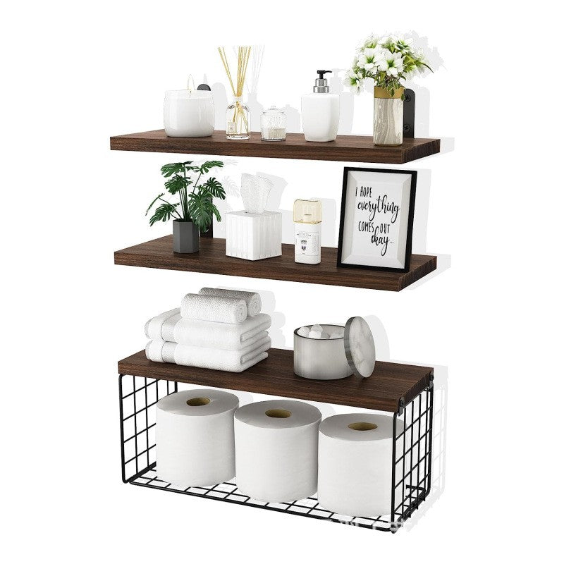 Wall Mounted Floating Shelves 3 Wood Bathroom Shelves Farmhouse Floating Shelf Bathroom Accessories for Bedroom