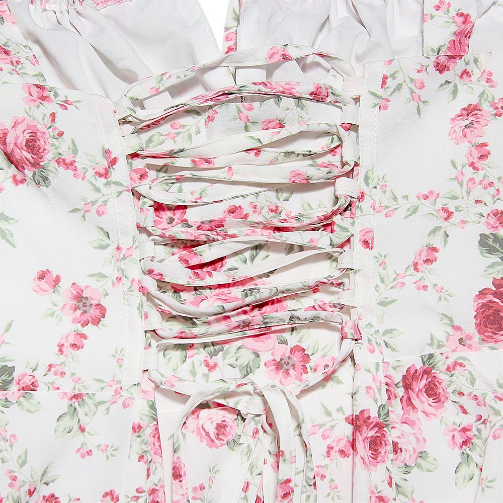 Suninheart Women's Summer Floral Print Dresses Sweet Elegant Midi Holiday Dress